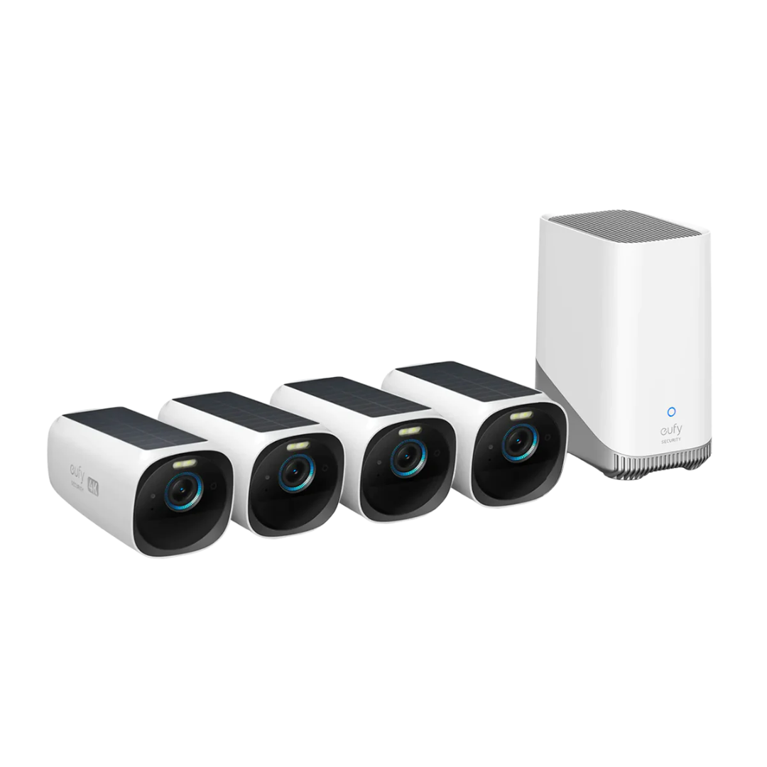 4K Þráðlaus eufyCam 3 Öryggismyndavél með Sólarsellu, Andlitsgreiningu.