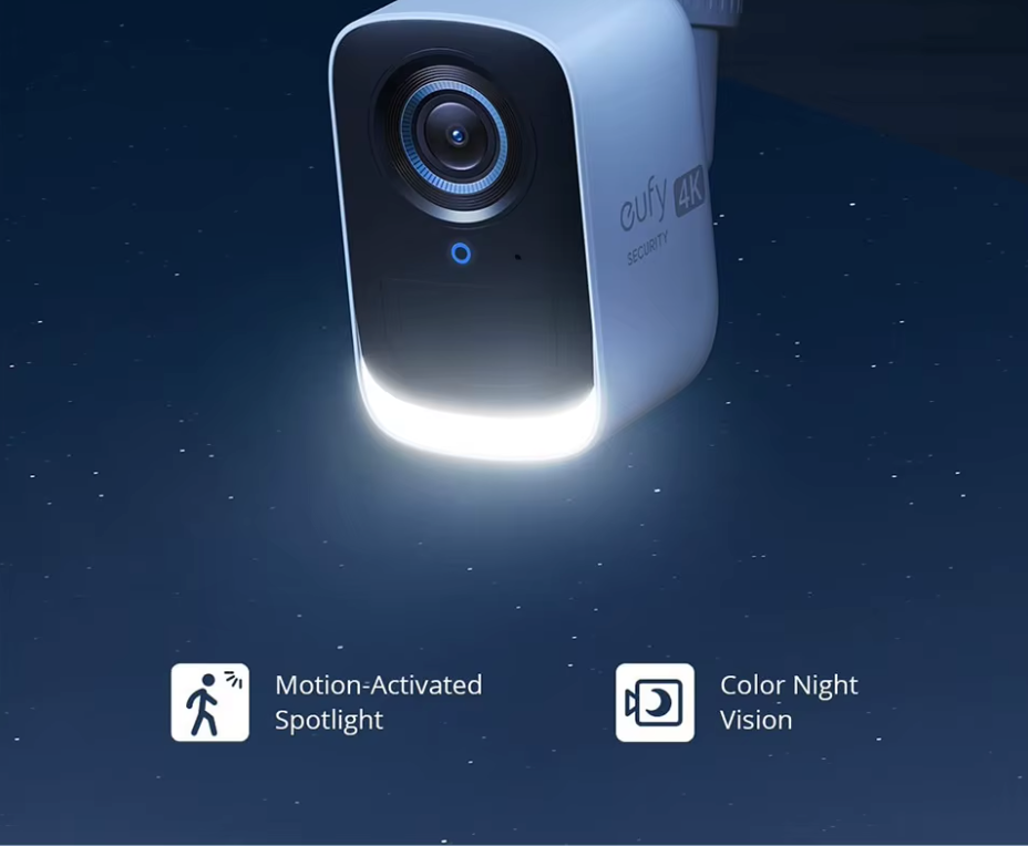 4K eufyCam 3C – Þráðlaus Öryggismyndavél með Litanætursýn, Spotlight, Andlitsgreiningu og Staðbundinni Geymslu